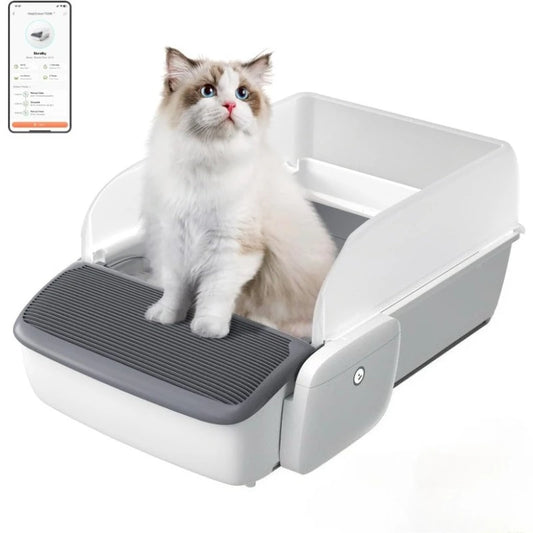 Revolutionary Self-Cleaning Cat Litter Box with Smart App Control - Slim Design, Odor-Free & Safe for Your Feline Friend!